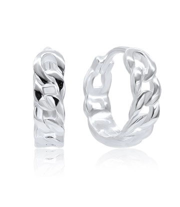 Designed Chain Silver Hoop Earring HO-1842